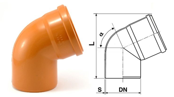 Коліно 110 мм, 67°, ПВХ, OSTENDORF